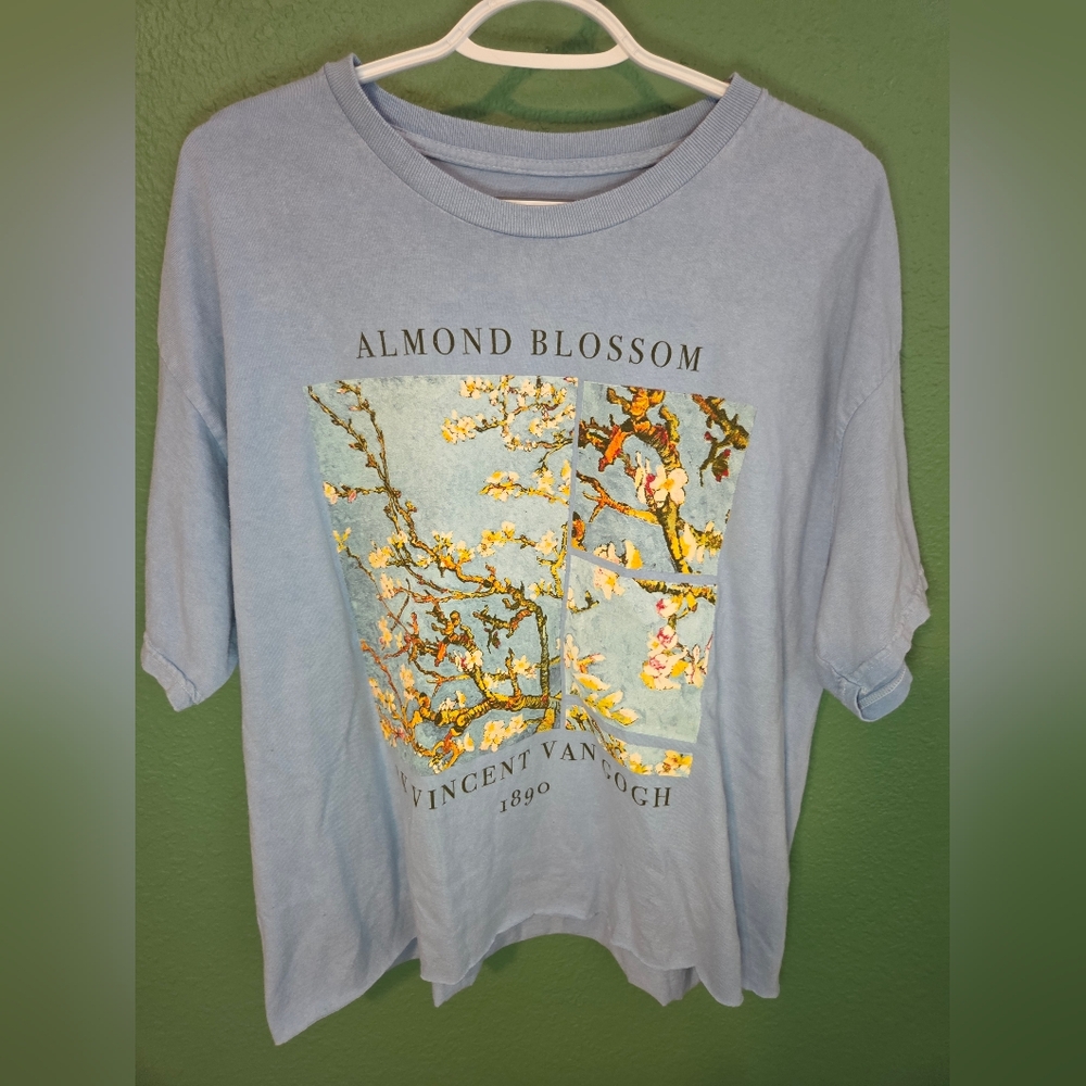 Van Gogh Almond Blossom Graphic Tee Light Blue Art Shirt XL